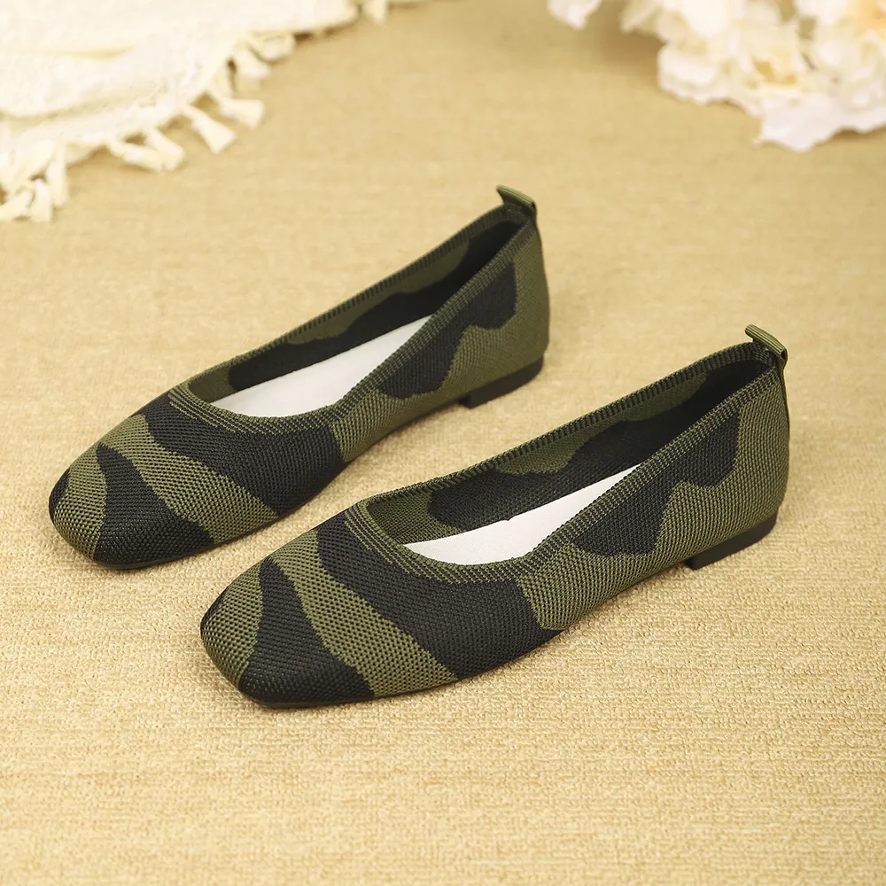 Camouflage Mesh Knit Flat Loafers, image 5