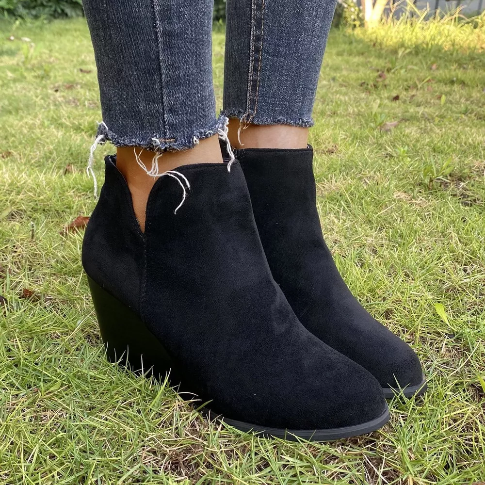 Round Toe Wedge Ankle Boots, image 3