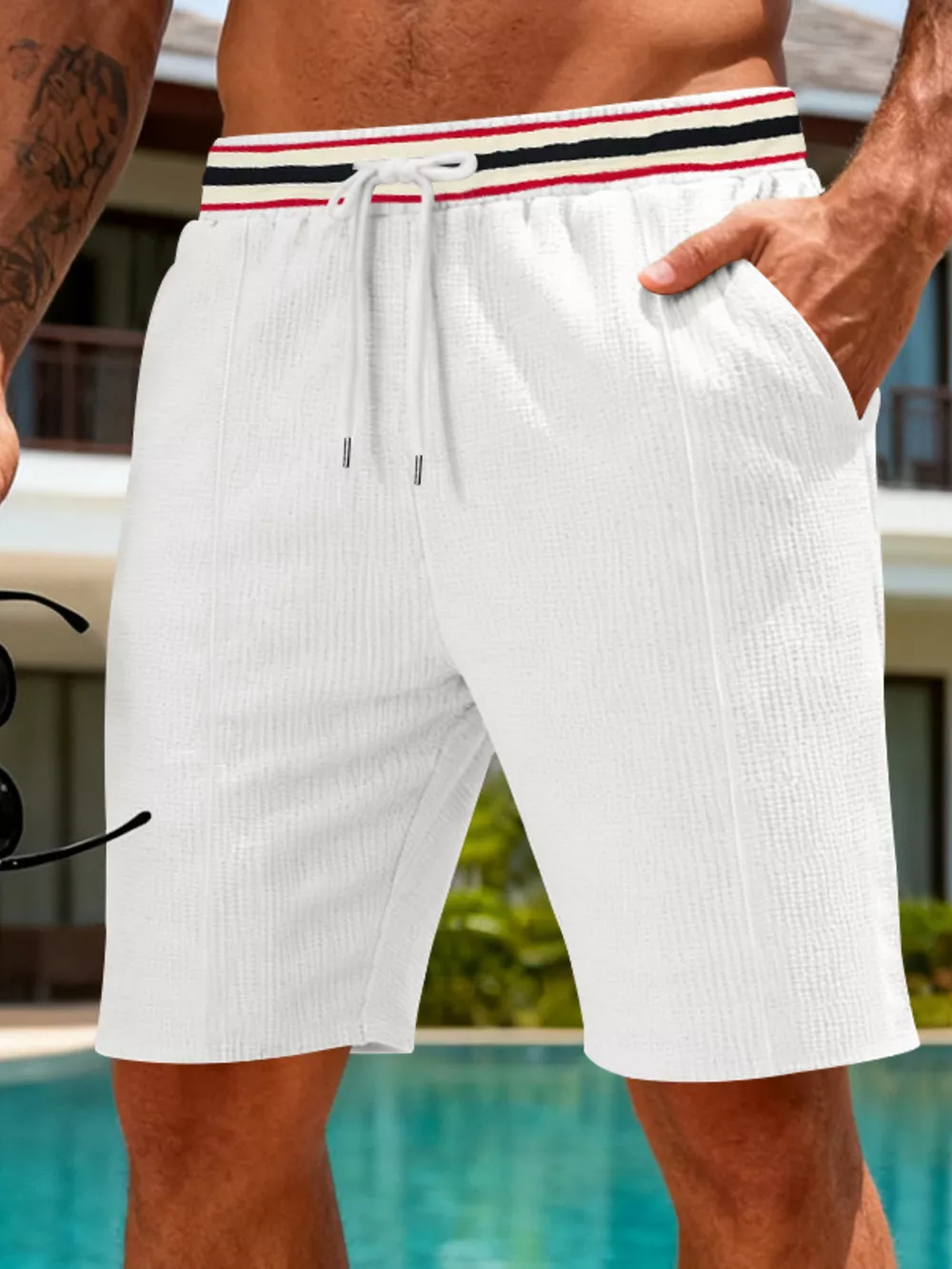 Men's Full Size Casual Textured Drawstring Shorts Plus Size, image 9