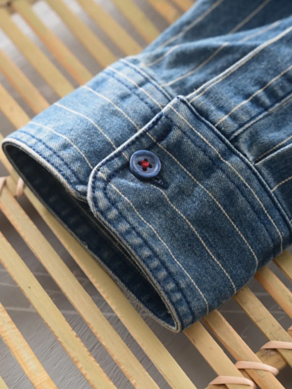 Men's Plus Size Button Up Long Sleeve Denim Shirt, image 5