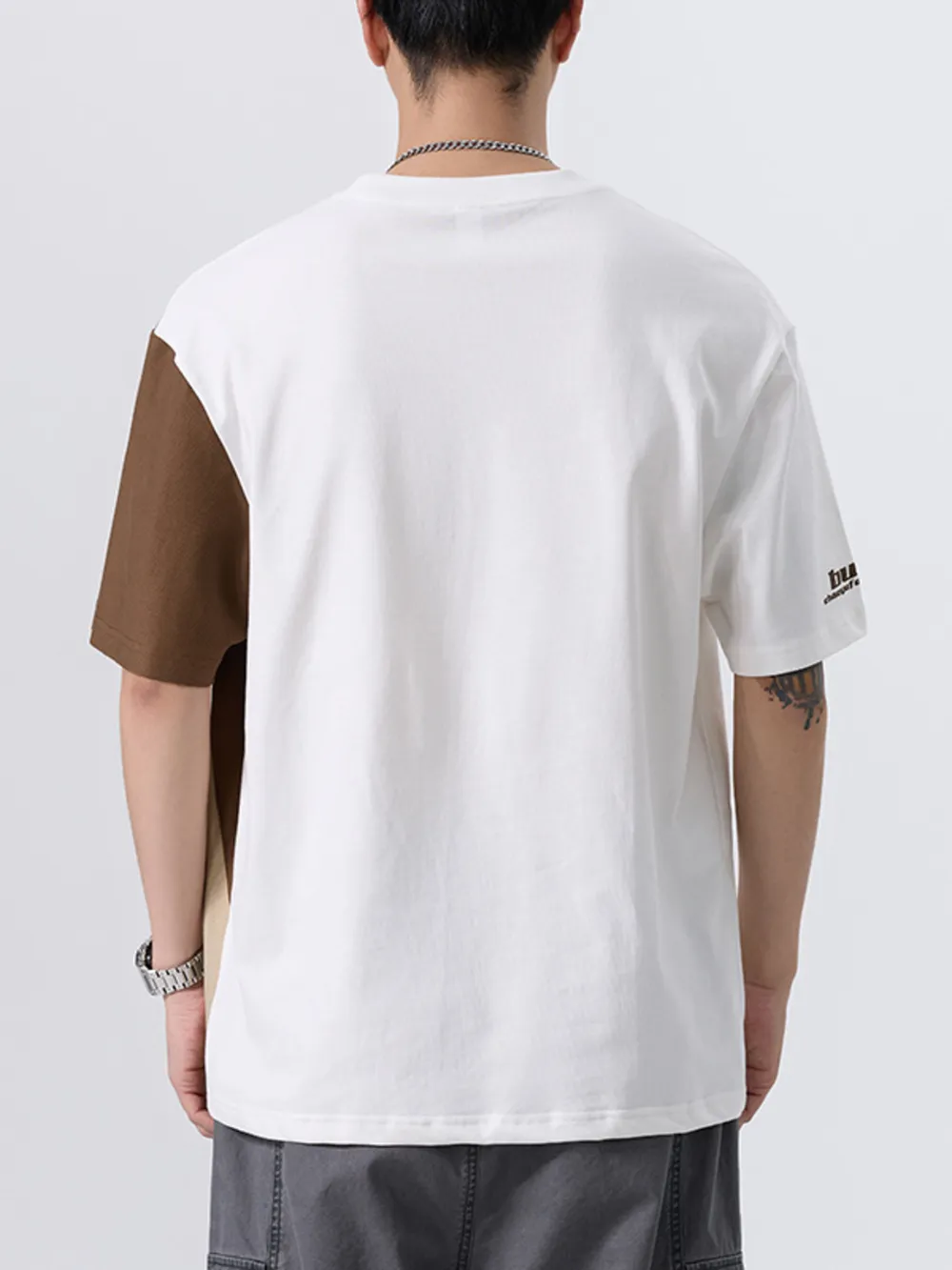 Men's Plus Size Color Block Round Neck T-Shirt, image 4