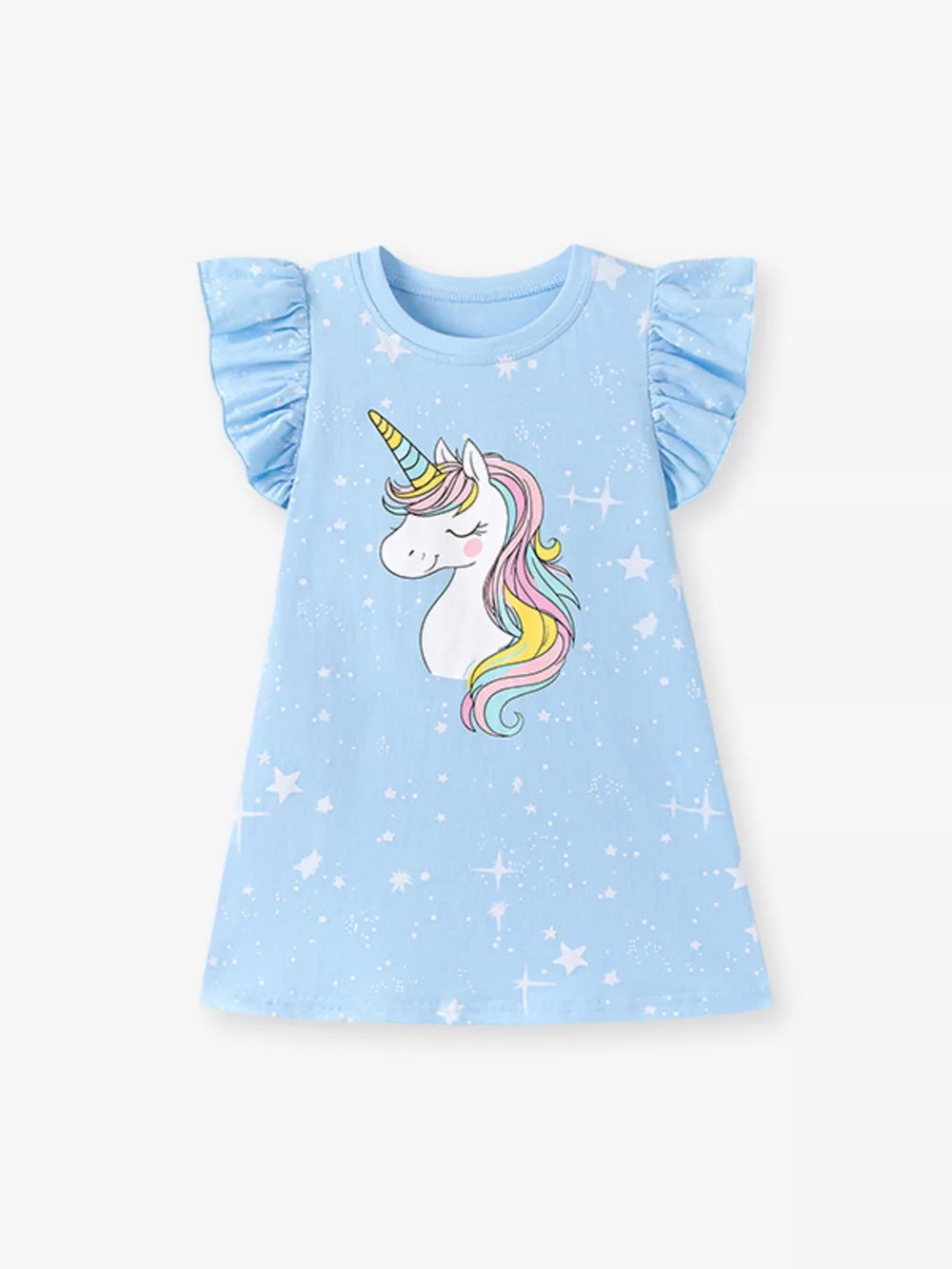 Children's Unicorn Ruffle Sleeve Casual Dress, image 2