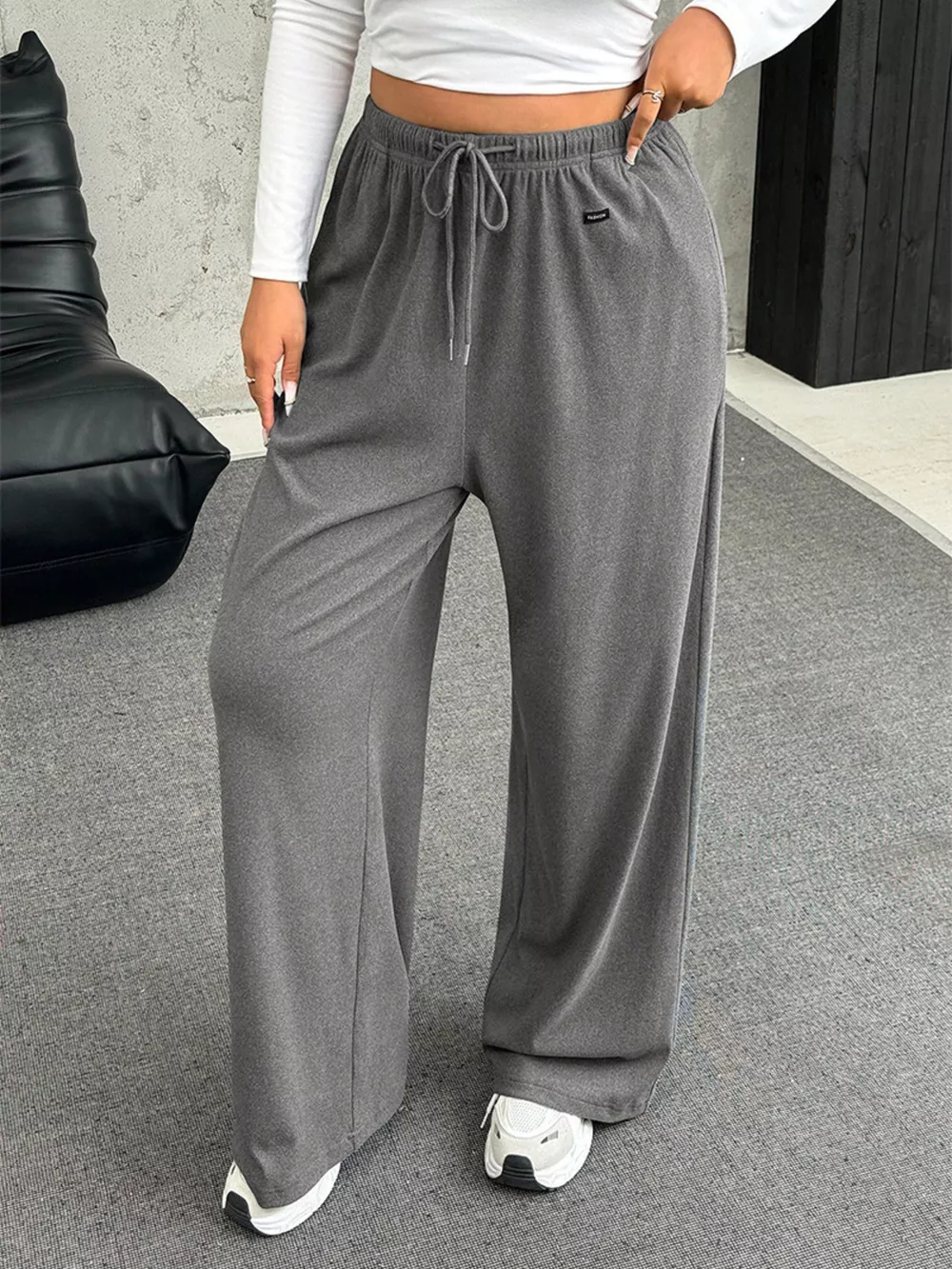 Full Size Drawstring Wide Leg Pants Plus Size, image 5