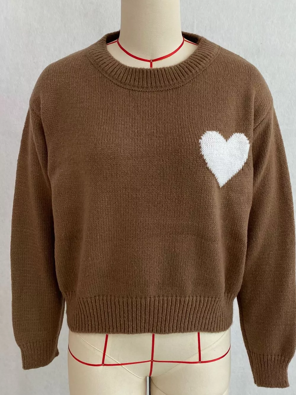 Heart Pattern Round Neck Sweater, image 5