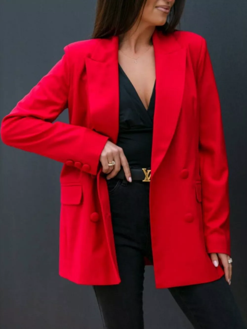 Lapel Collar Long Sleeve Blazer, image 15