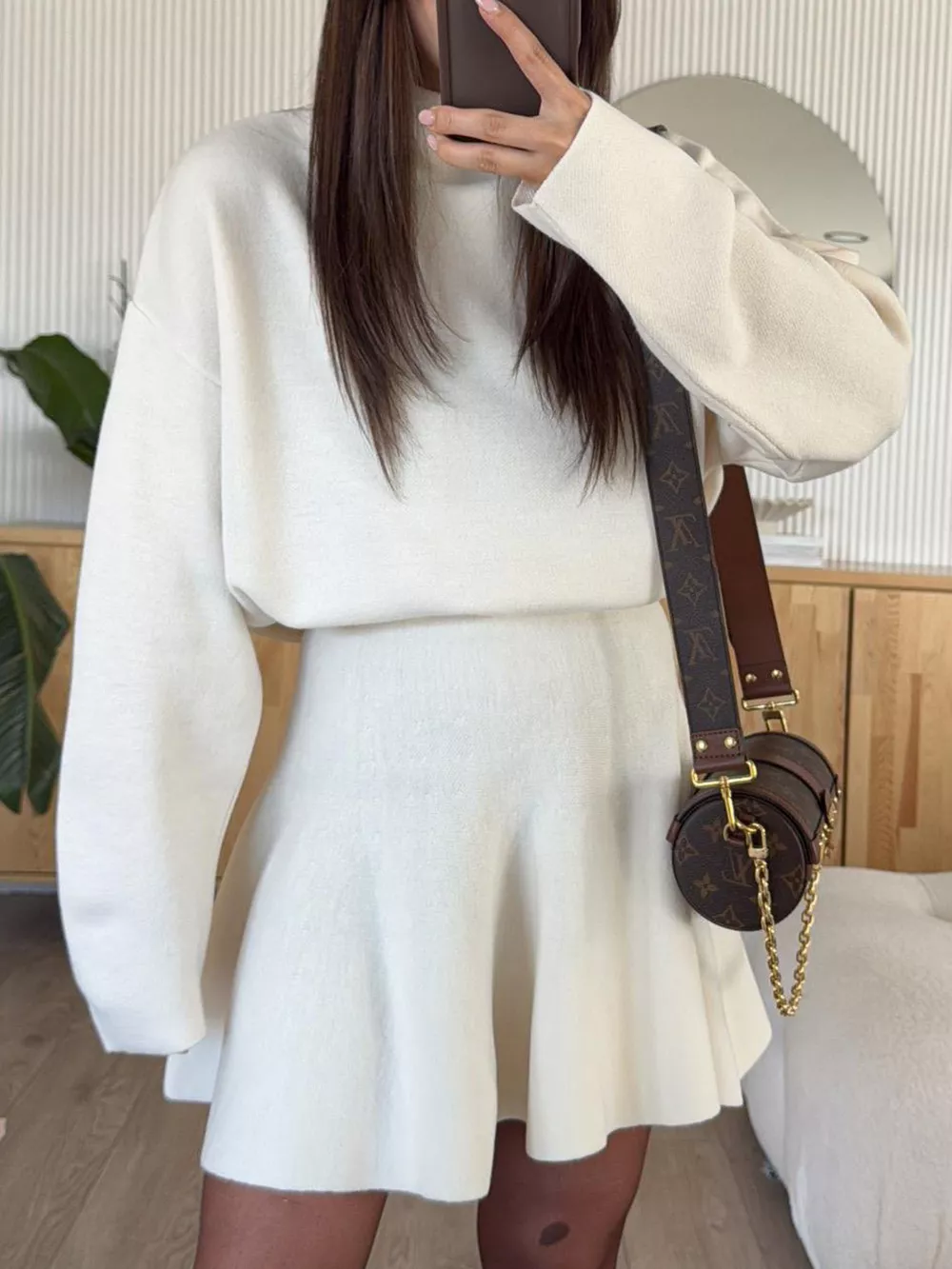 Round Neck Long Sleeve Mini Sweater Dress, image 2