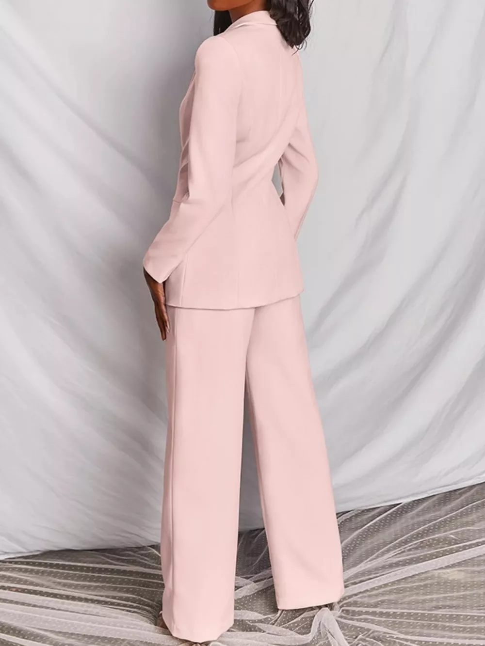 Full Size One Button Blazer and Wide-Leg Pants Set Plus Size, image 4