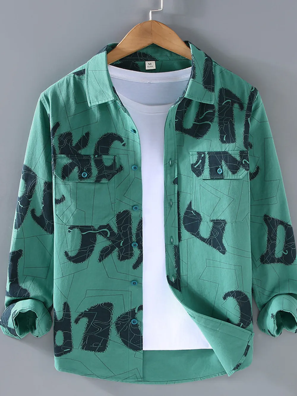 Men's Plus Size Printed Button Up Shirt, image 2