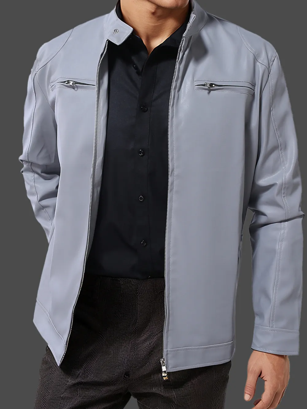 Men's Full Size Zip Up Long Sleeve Jacket Plus Size, image 3