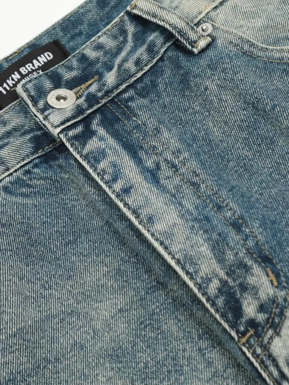 Men's Distressed Wide Leg Vintage Wash Jeans, image 5