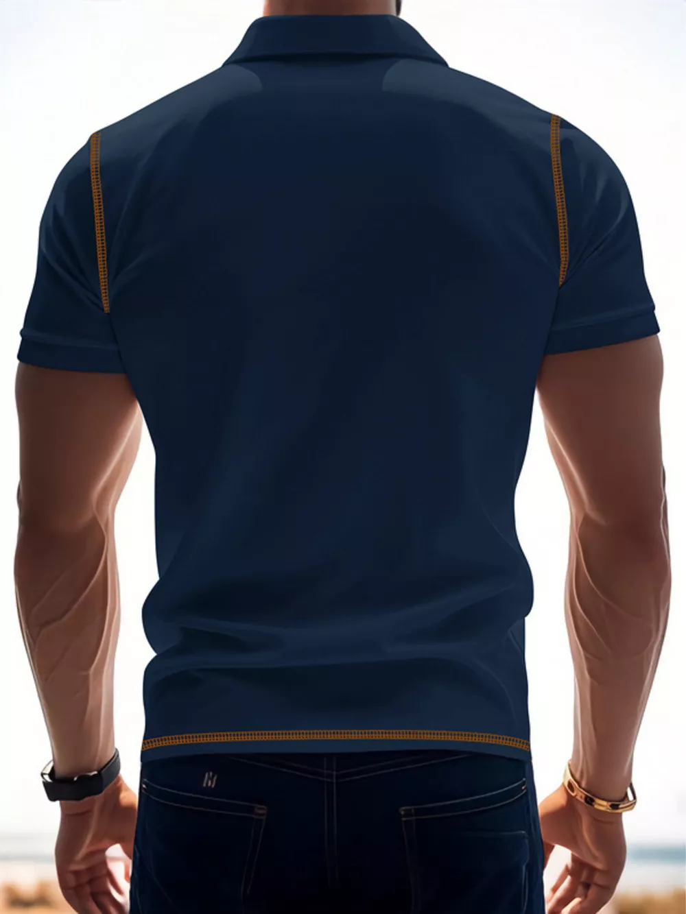 Men's Full Size Button Detail Short Sleeve Polo Plus Size, image 9