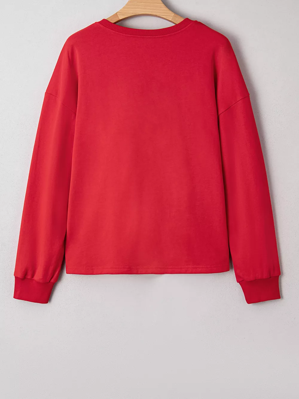 Plaid Frayed Double Christmas Tree Patched Drop Shoulder Sweatshirt, image 6