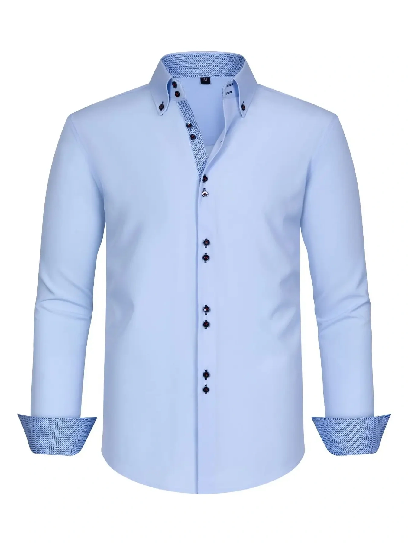 Men's Full Size Button-Down Casual Shirt with Contrast Cuffs Plus Size, image 2