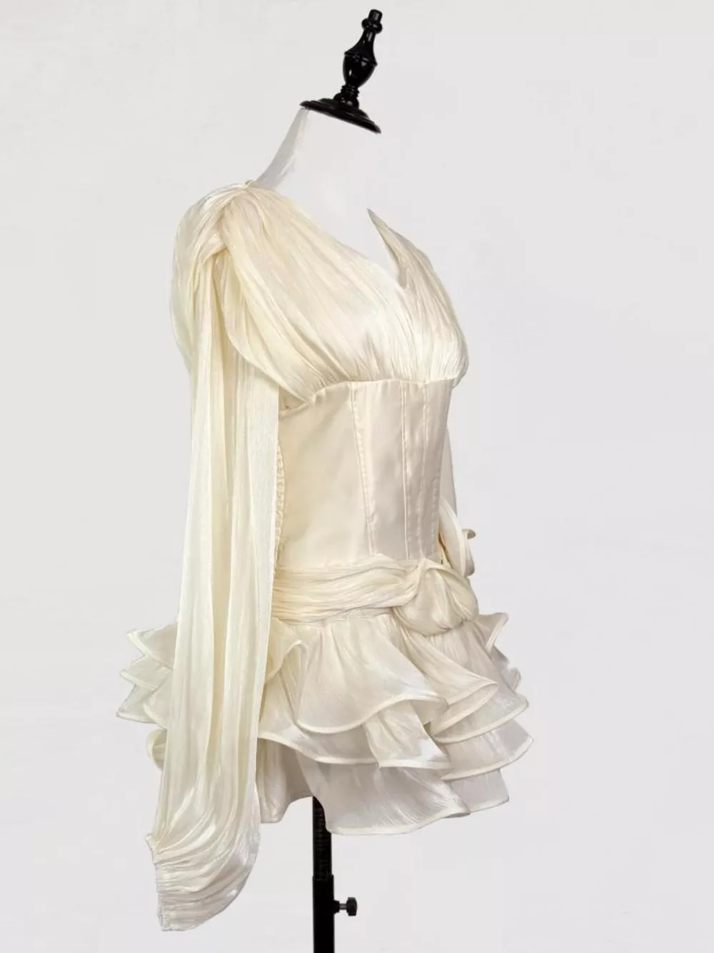 Ruffled Long Sleeve Mini Dress, image 2
