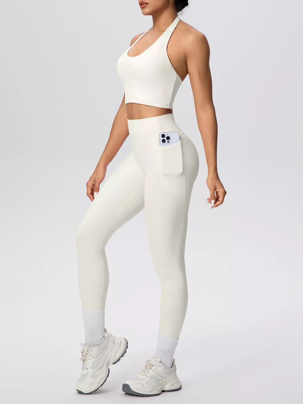 Halter Neck Crop Top and High-Waisted Leggings Active Set, image 18