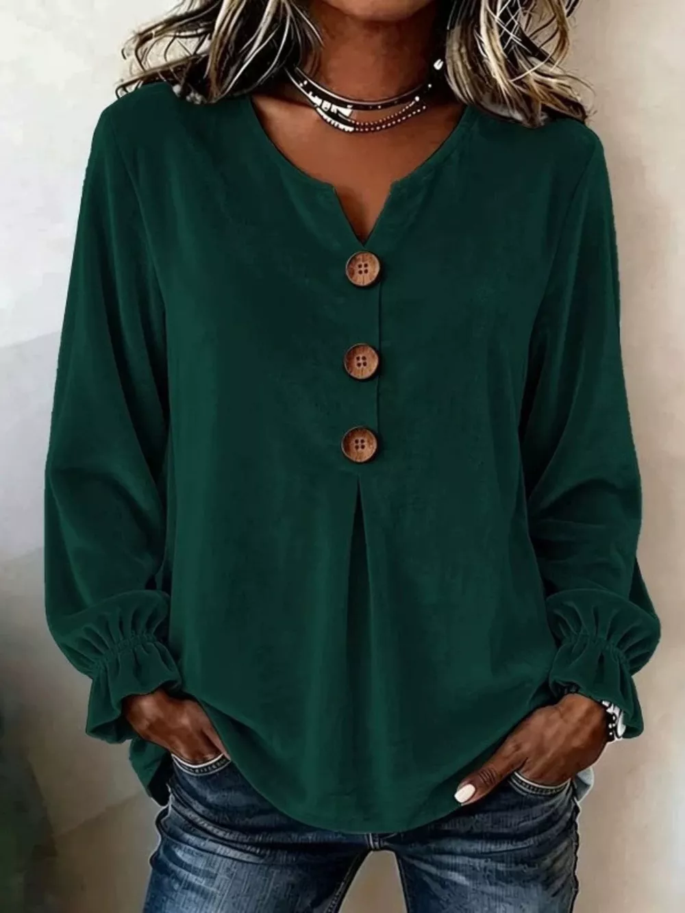 Velvet Flounce Sleeve Blouse, image 9