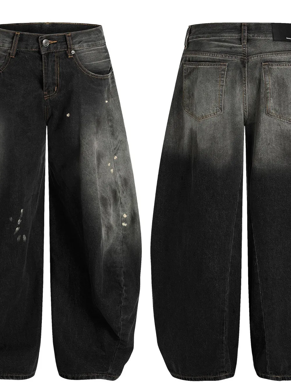 Men's Washed Balloon Wide Leg Jeans, image 4