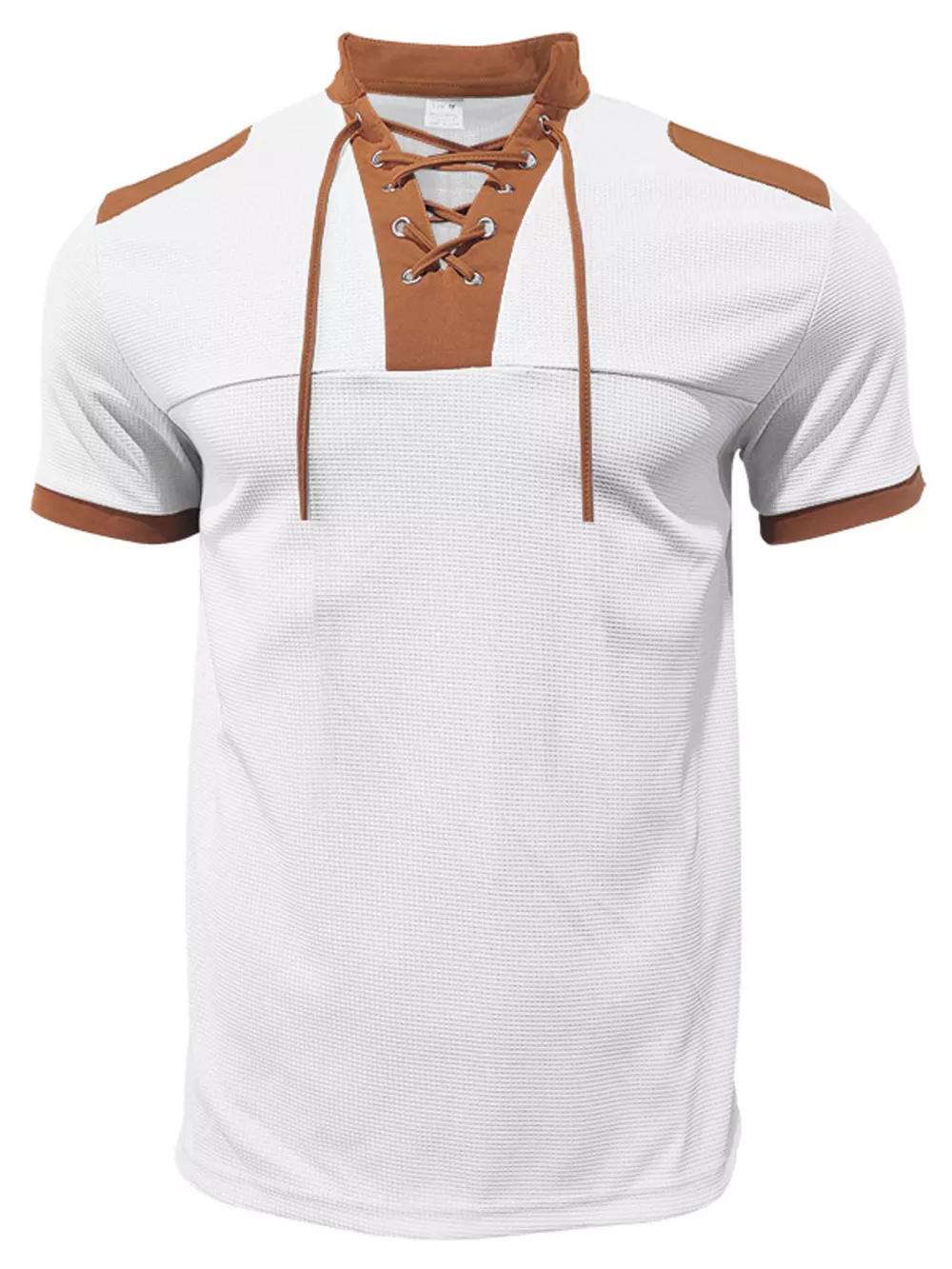 Men's Full Size Lace-Up Collar Casual Top and Shorts Set Plus Size, image 11