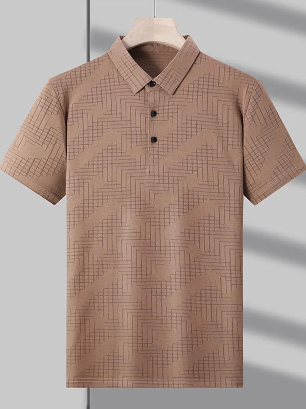 Men's Plus Size Textured Short Sleeve Polo Shirt