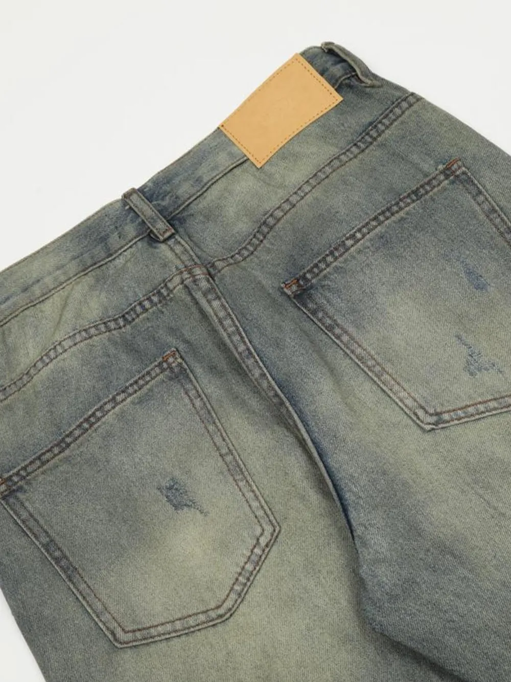 Men's Distressed Slim Bootcut Washed Jeans, image 7