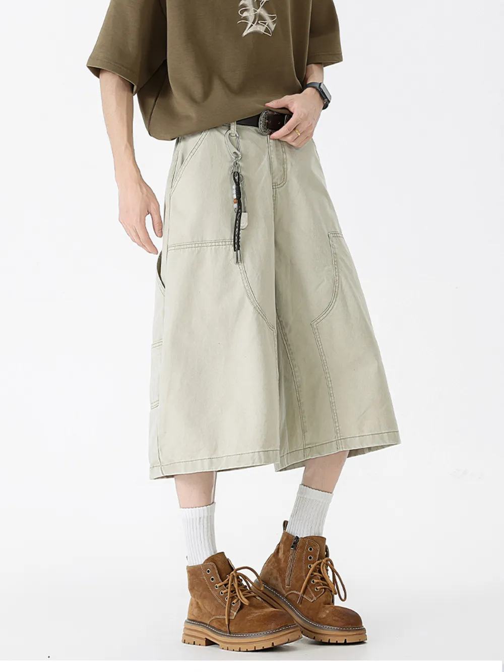 Men's Full Size Wide Leg Cargo Denim Shorts Plus Size, image 8