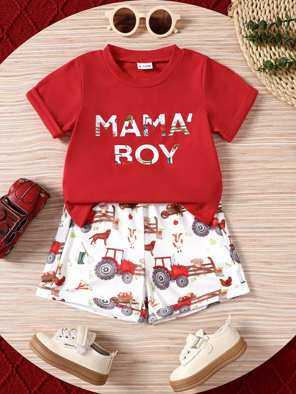 Children's Mama' Boy Graphic Casual Tee and Shorts Set, image 6