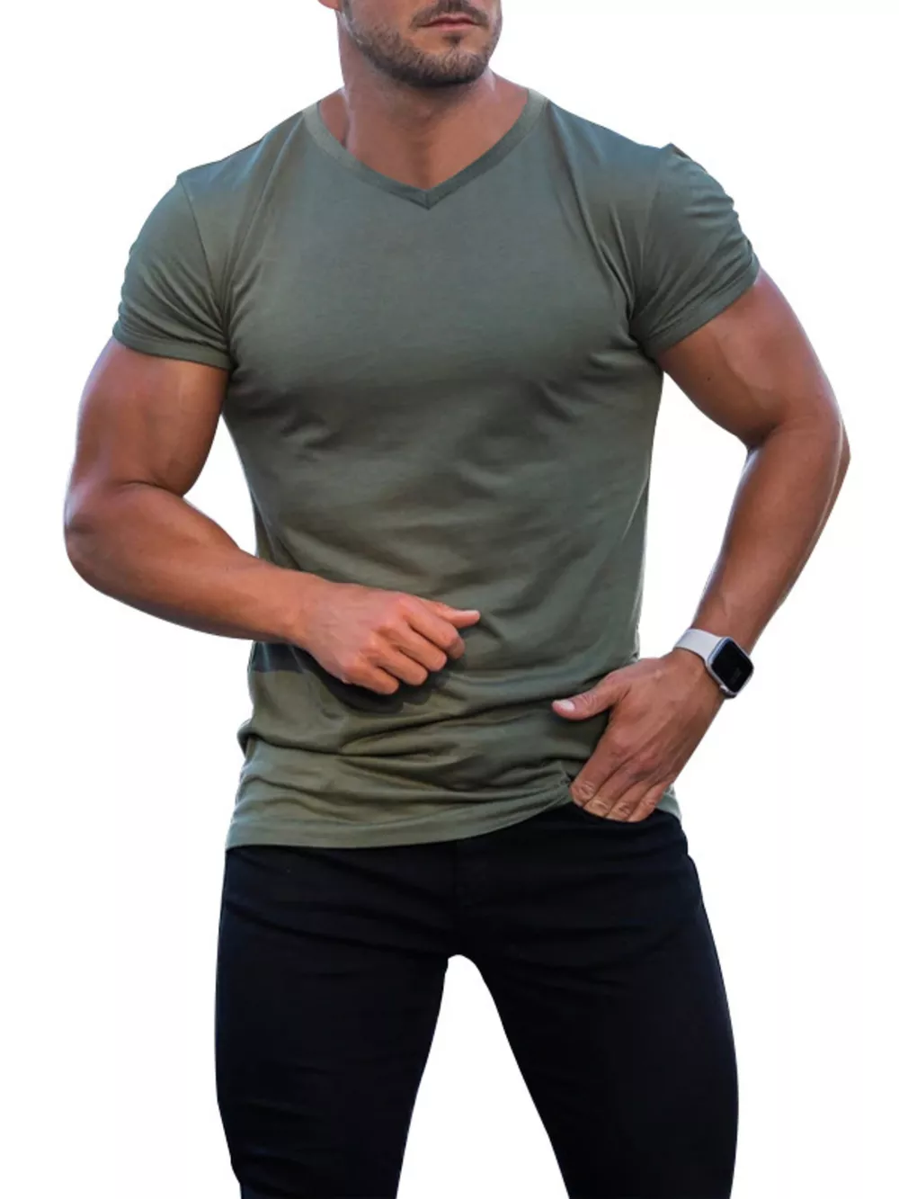 Men's Full Size V-Neck Slim Fit Casual T-Shirt Plus Size