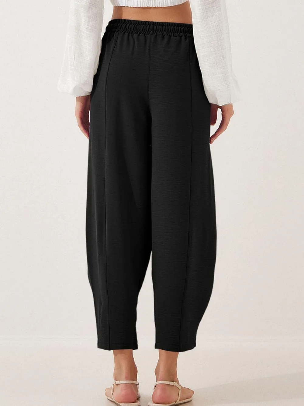 Full Size Drawstring Wide Leg Cropped Pants Plus Size, image 7