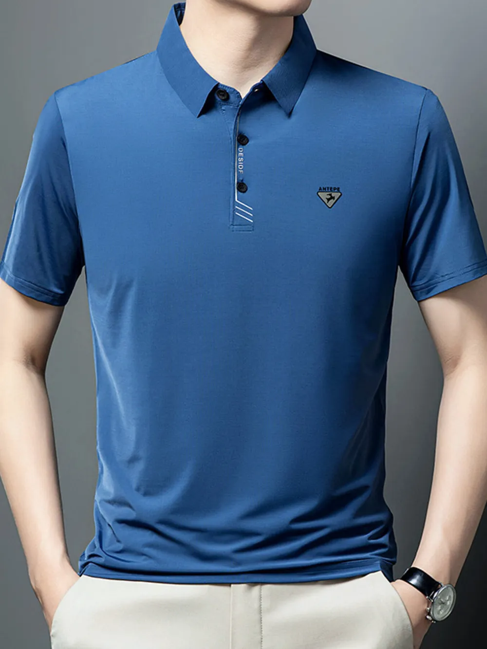Men's Plus Size Collared Neck Short Sleeve Polo, image 5