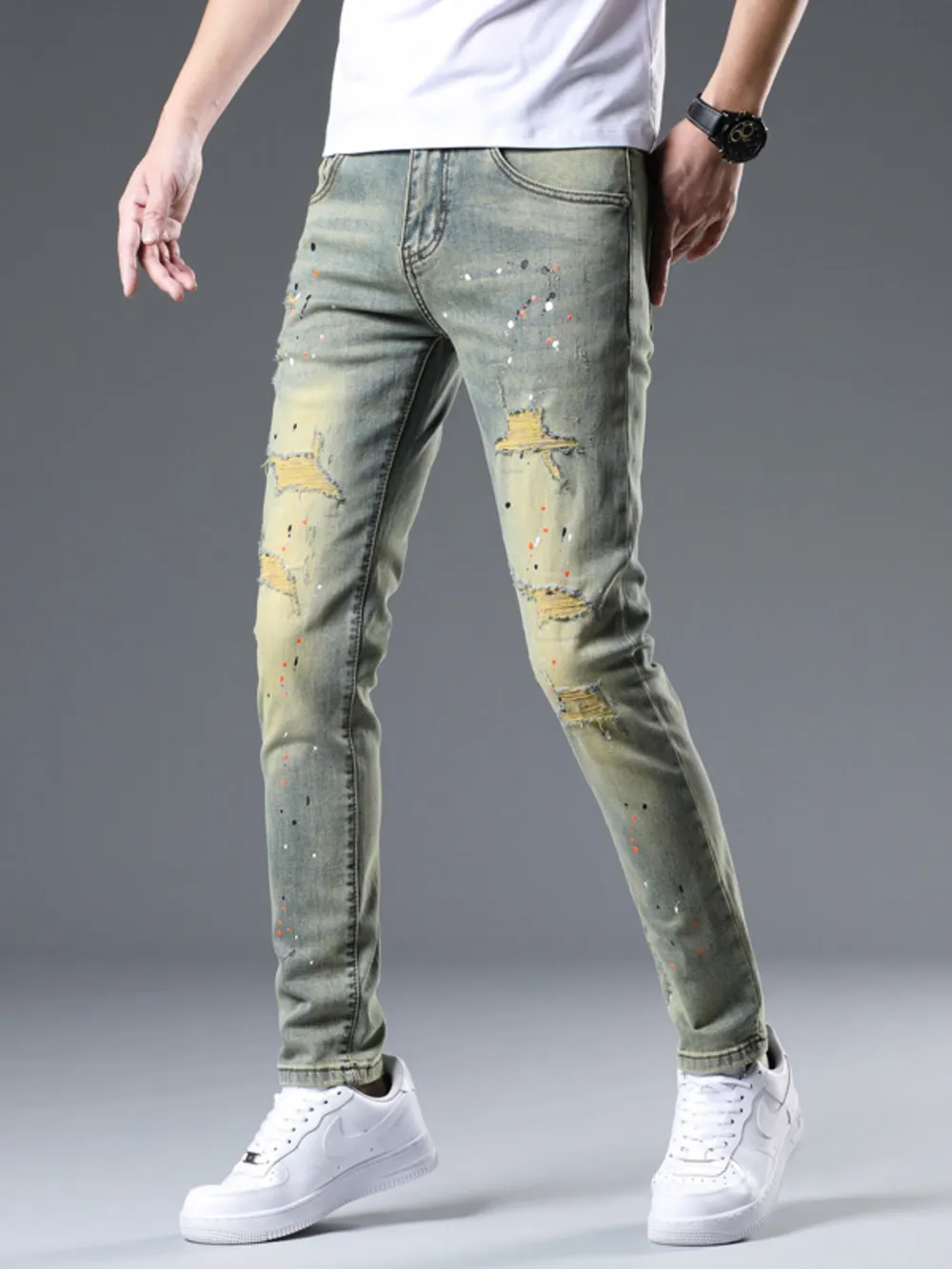 Men's Distressed Slim Fit Jeans, image 3