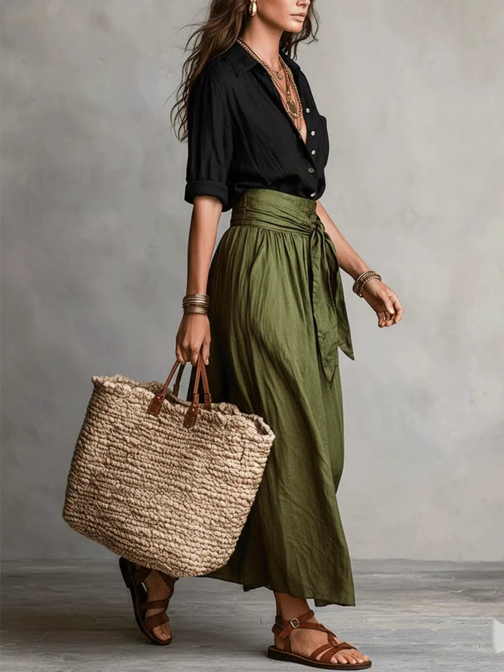 Full Size Button-Down Shirt and Skirt Set Plus Size, image 6