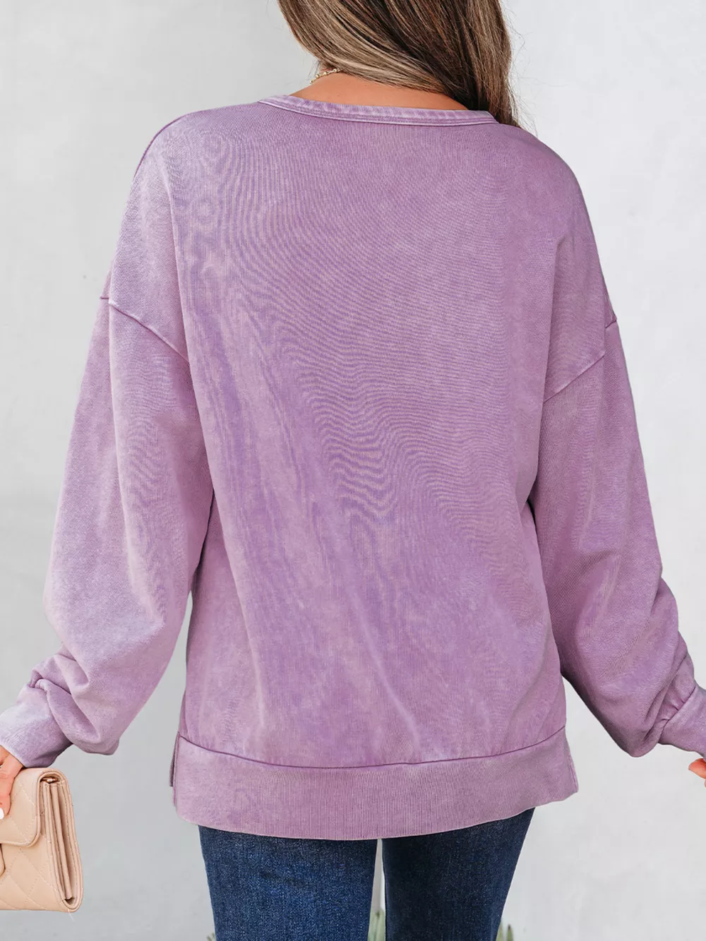 Mineral Wash Bow Patchwork Sweatshirt, image 5