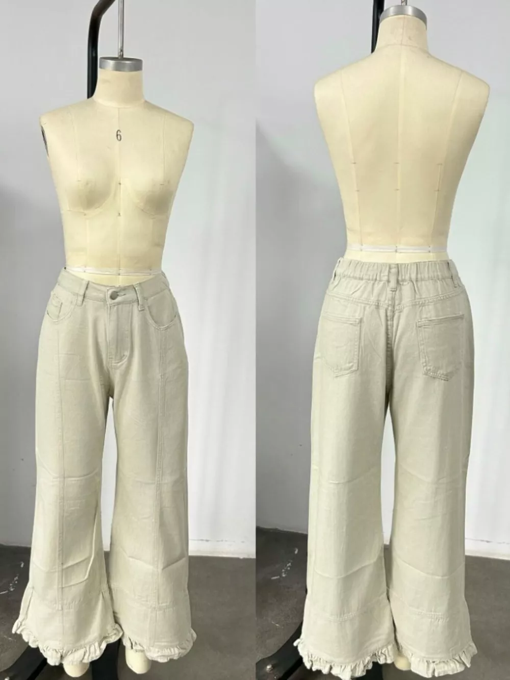 Full Size High-Waisted Wide-Leg Ruffle Hem Jeans Plus Size, image 14