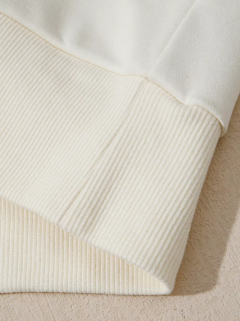 Solid Color Textured Sleeve Patchwork Half Zip Hoodie, image 4