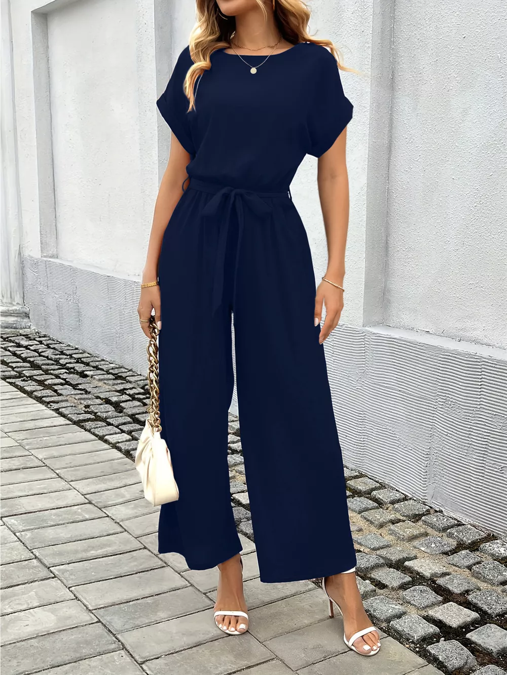 Tie Waist Wide Leg Jumpsuit, image 5