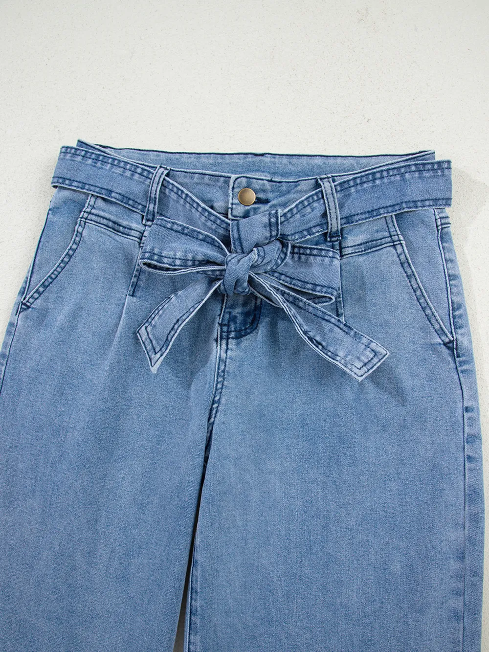 High Waisted Wide Leg Belted Jeans, image 4