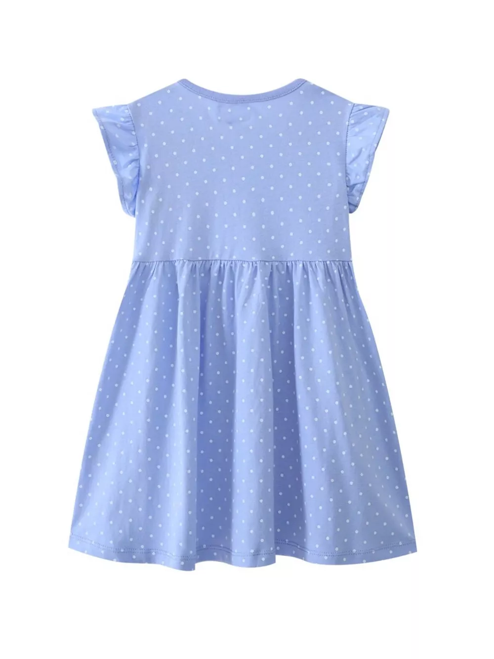 Children's Polka Dot Bunny Embroidered Ruffle Sleeve Dress, image 4