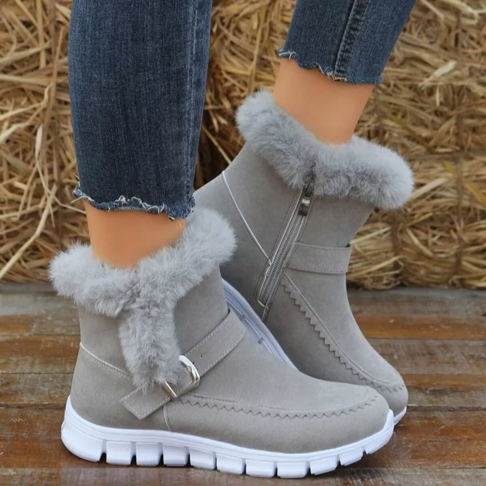 Fuzzy Trim Buckle Boots, image 3