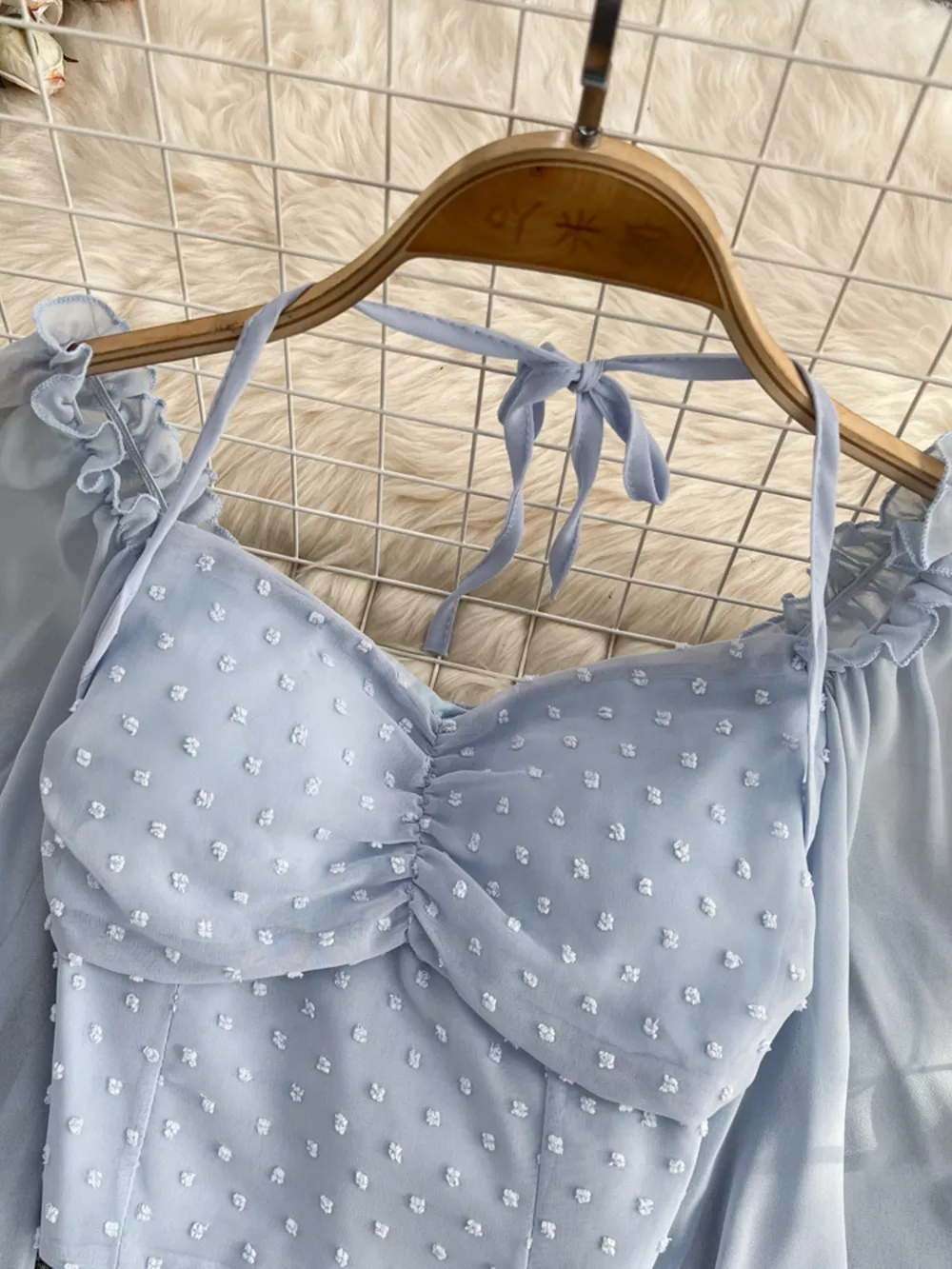 Swiss Dot Flounce Sleeve Blouse, image 5