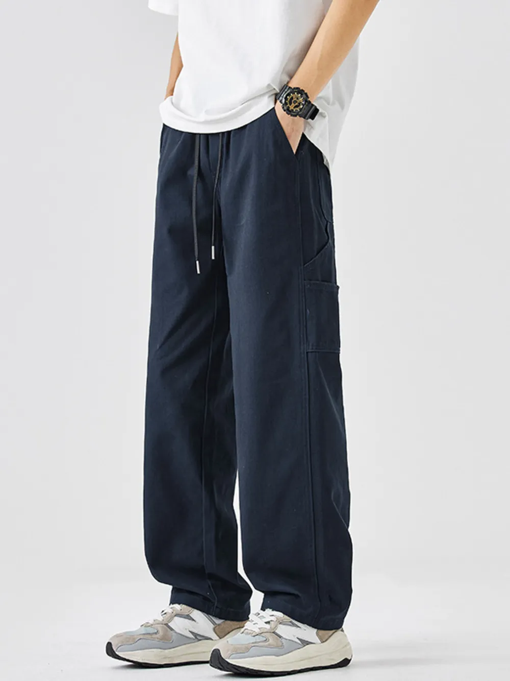 Men's Plus Size Drawstring Wide Leg Pants, image 2