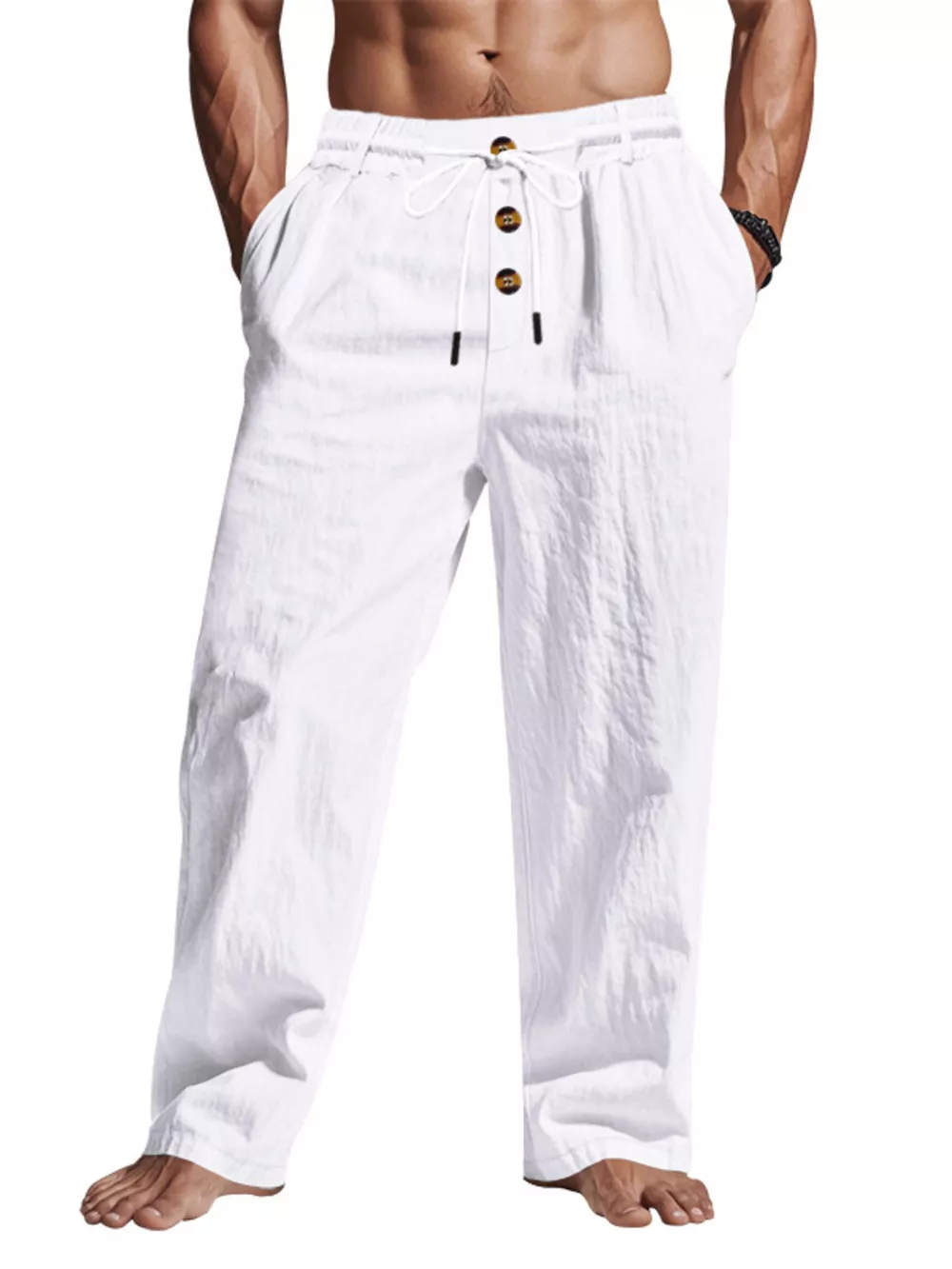 Men's Full Size Drawstring Pants with Button-Front Detail Plus Size, image 16