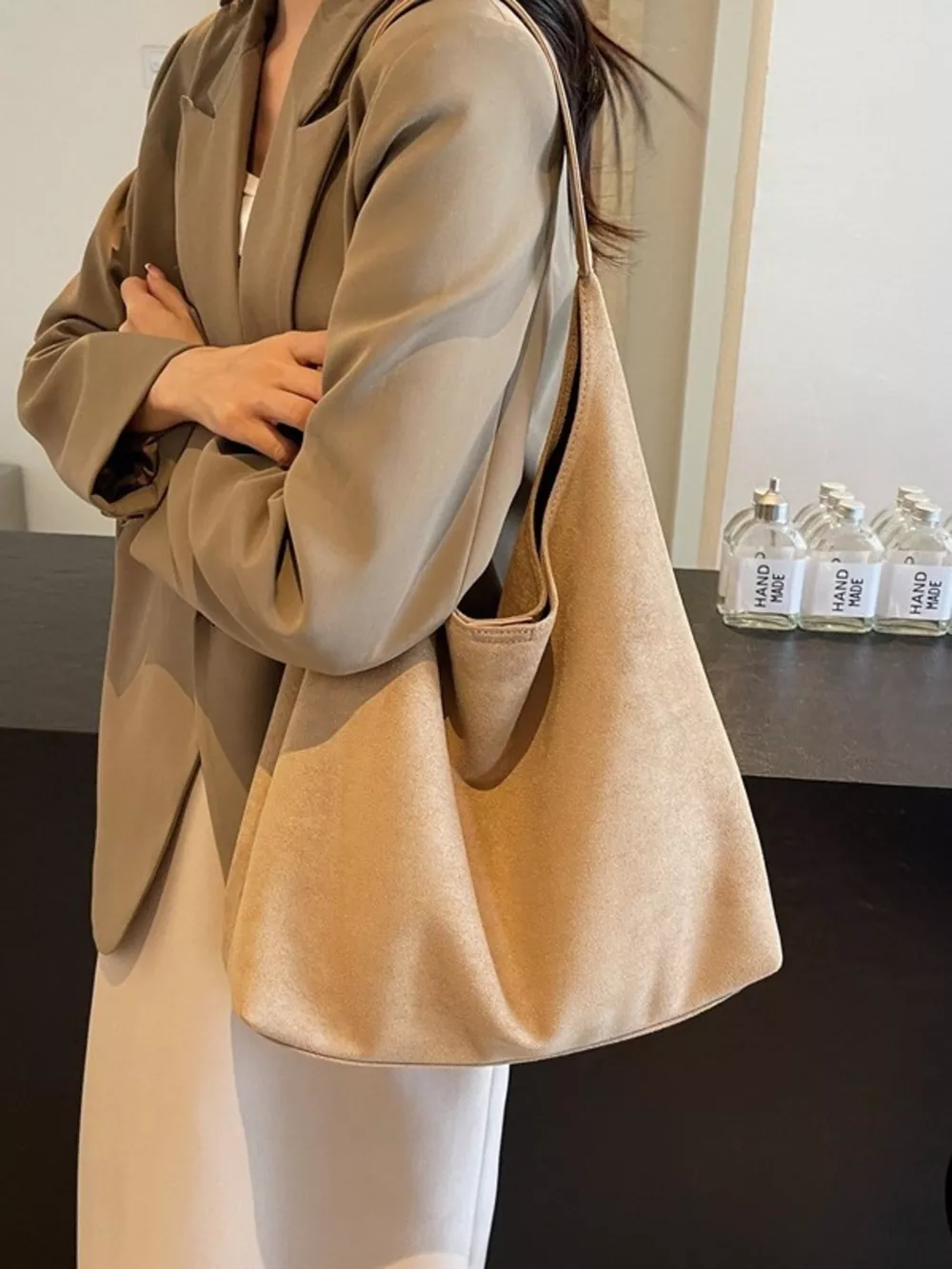 Solid Color Suede Tote Bag, image 12