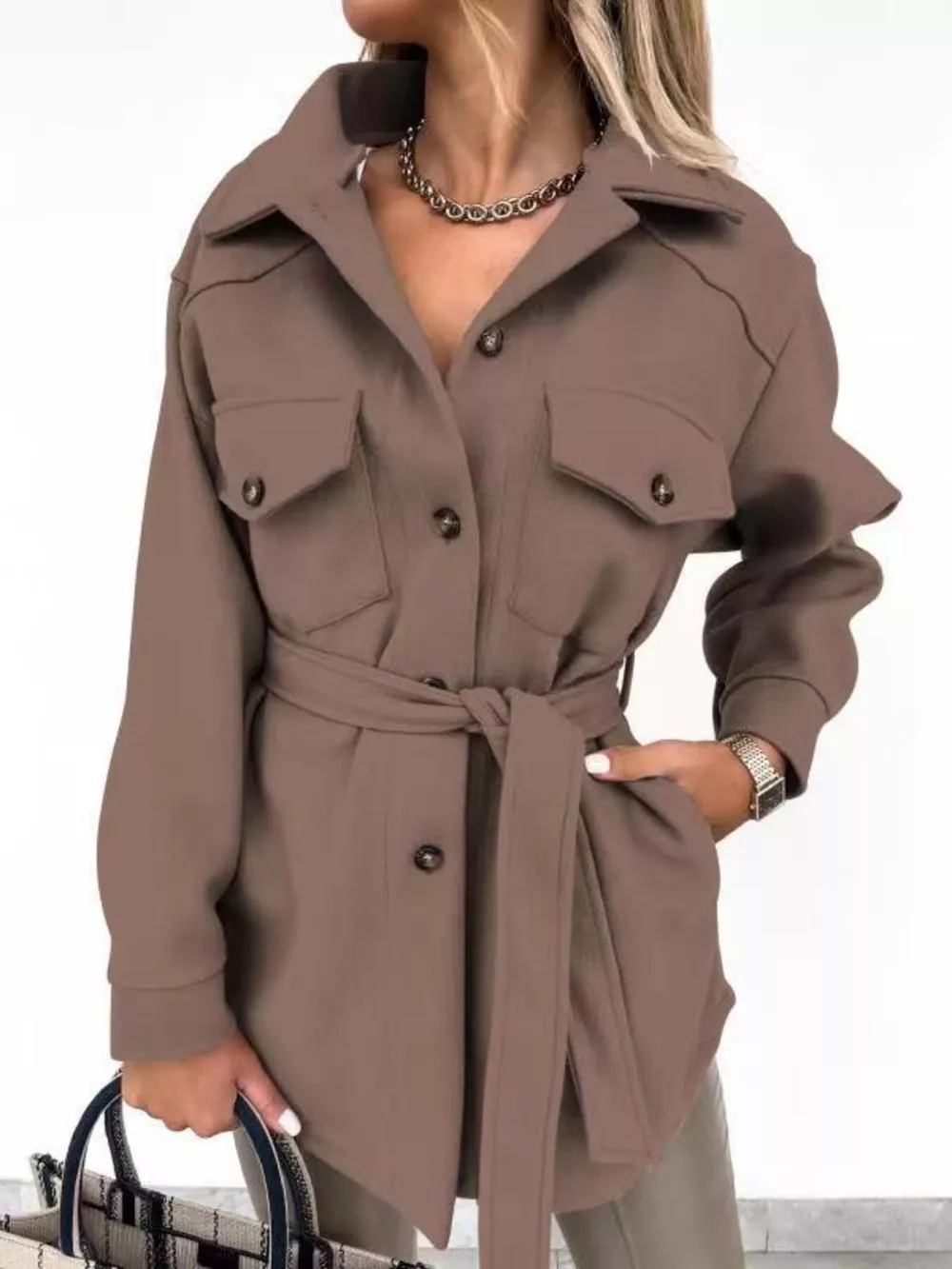 Button-Down Tie Waist Coat, image 21