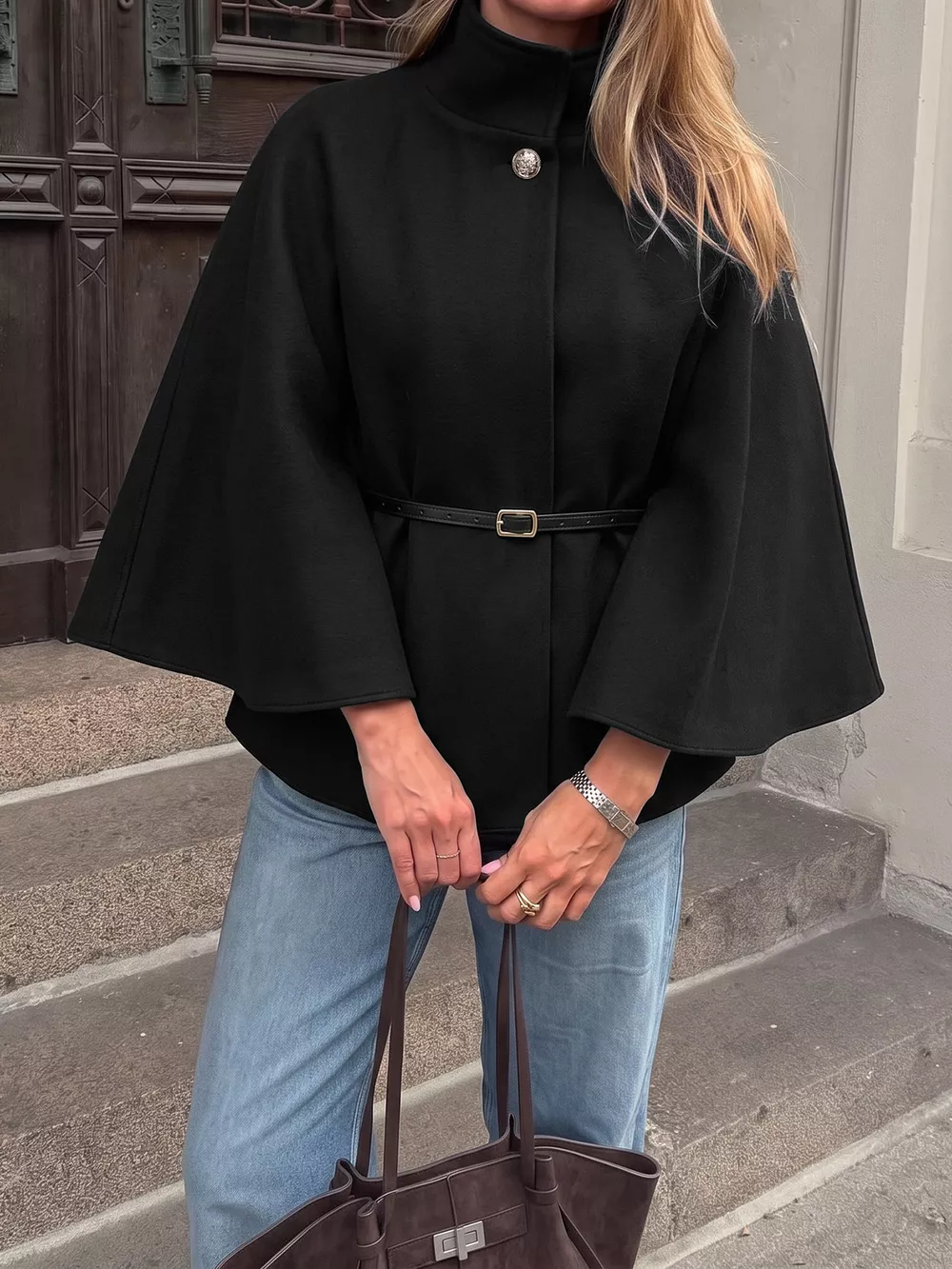 Stand Neck Cape Coat, image 3