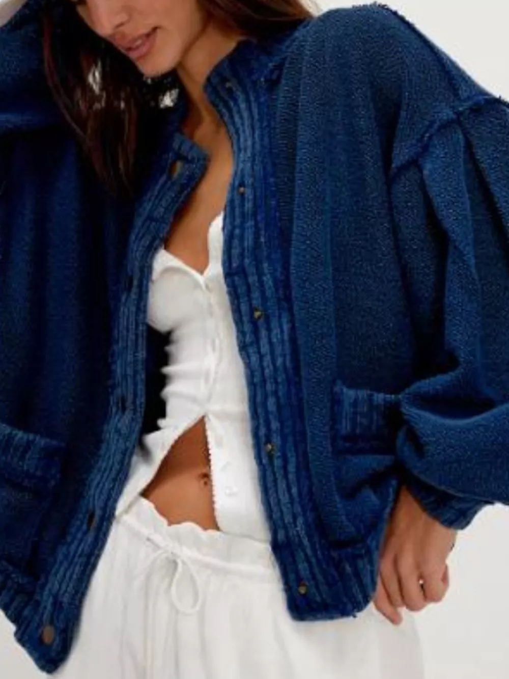 Snap Down Dropped Shoulder Cardigan, image 9