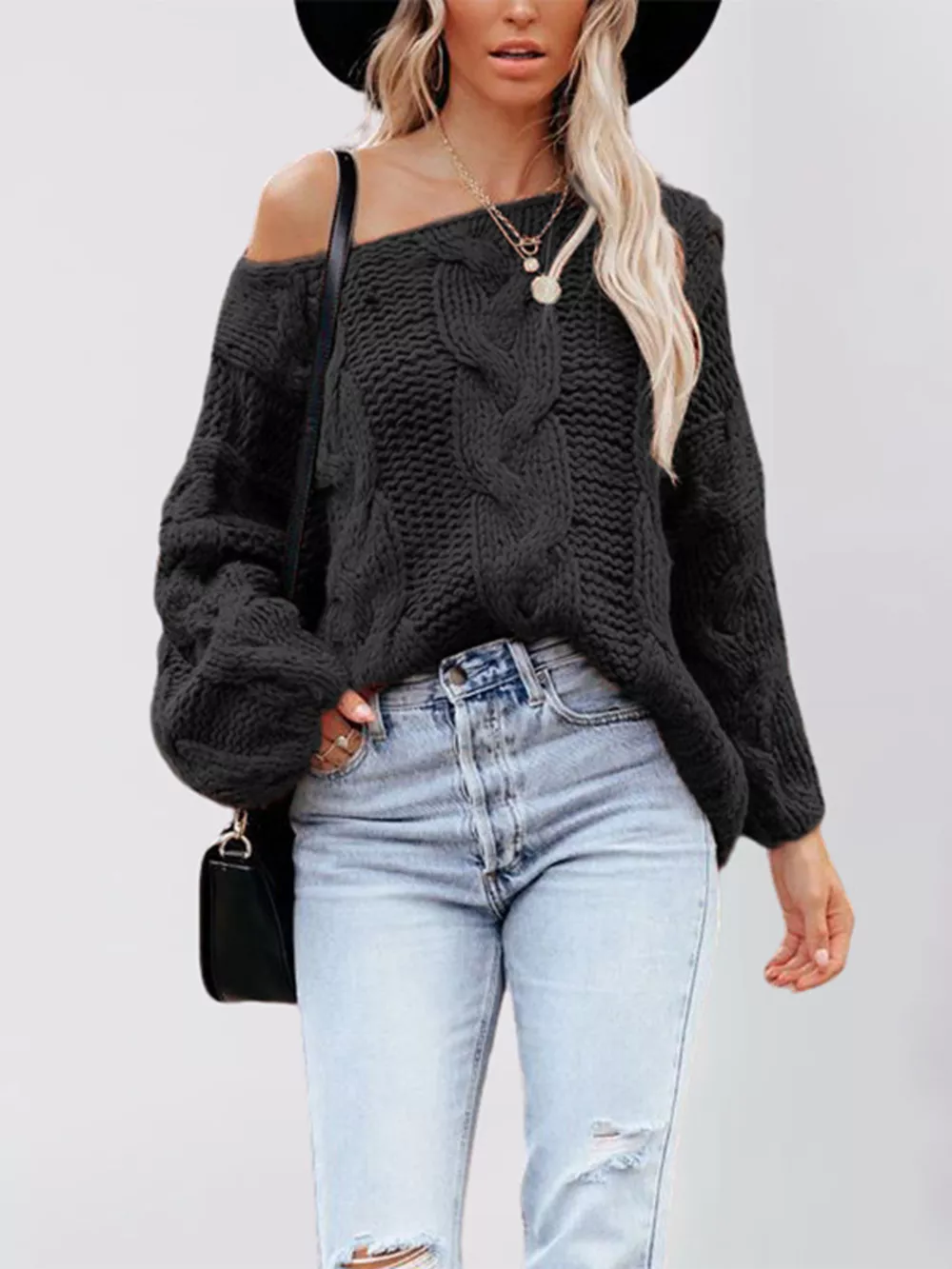 Chunky Cable Knit Long Sleeve Sweater, image 10