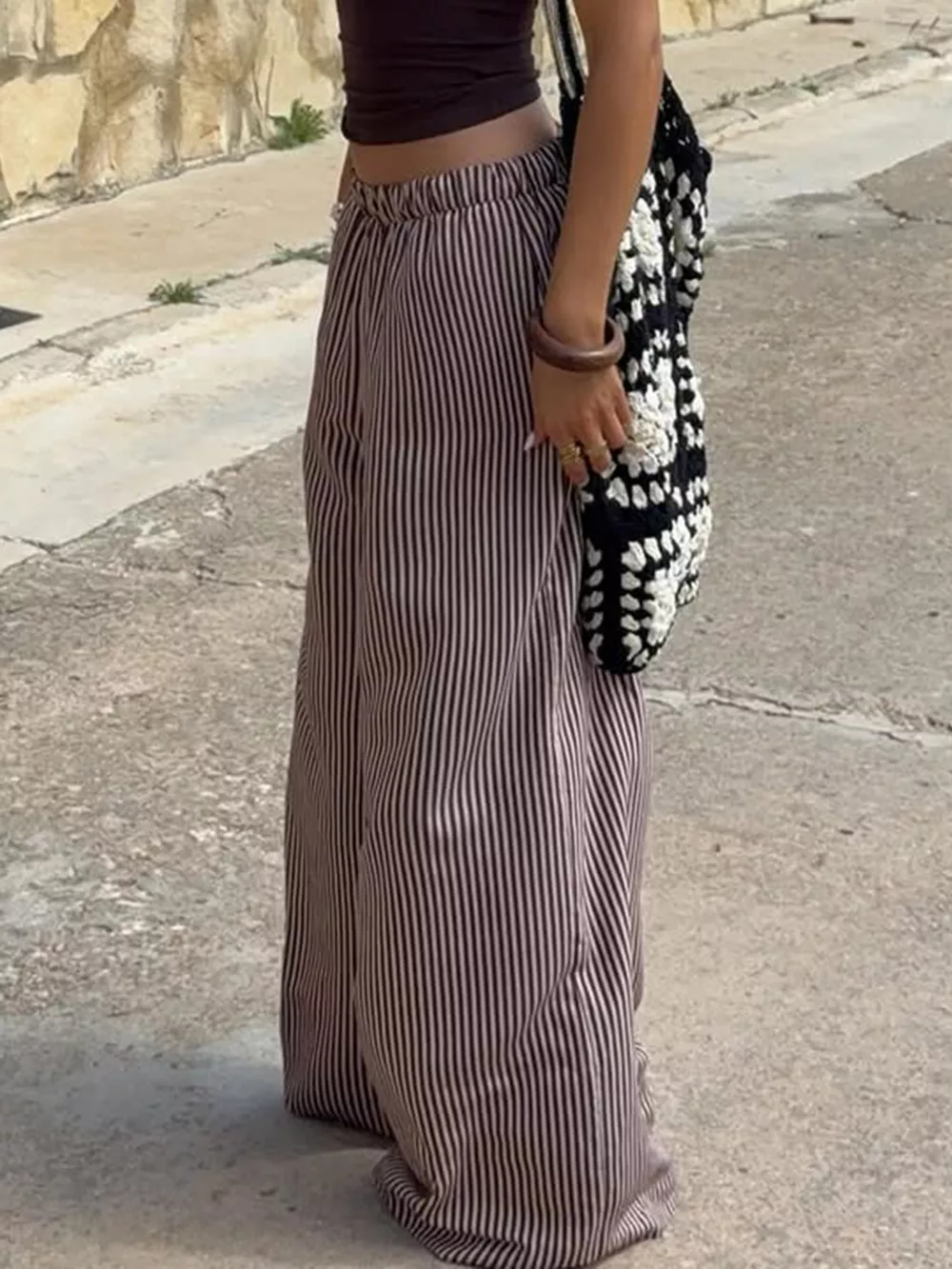 Tied Striped Wide Leg Pants, image 4