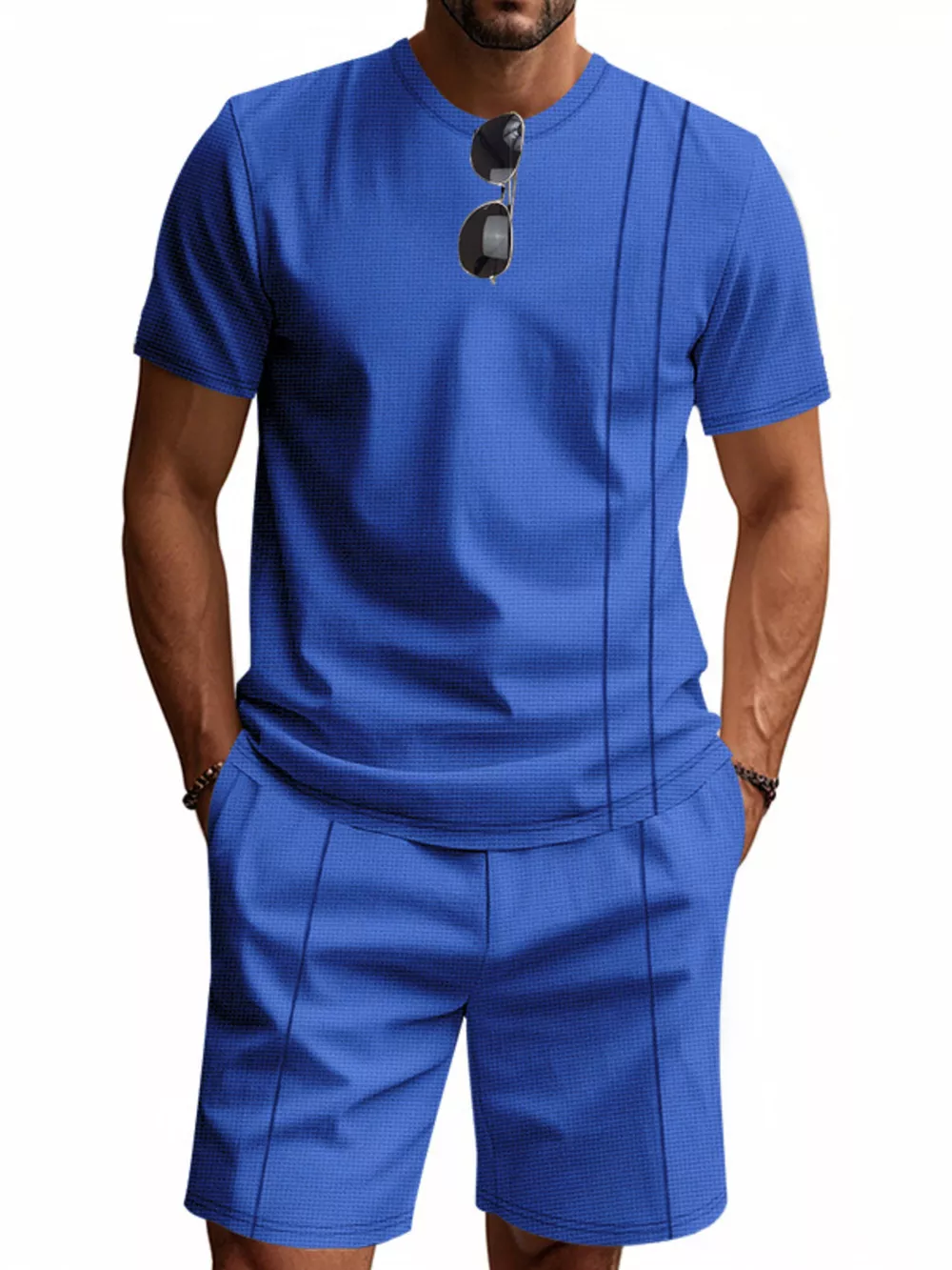 Men's Full Size Casual Striped Short Sleeve T-Shirt and Shorts Set Plus Size, image 6