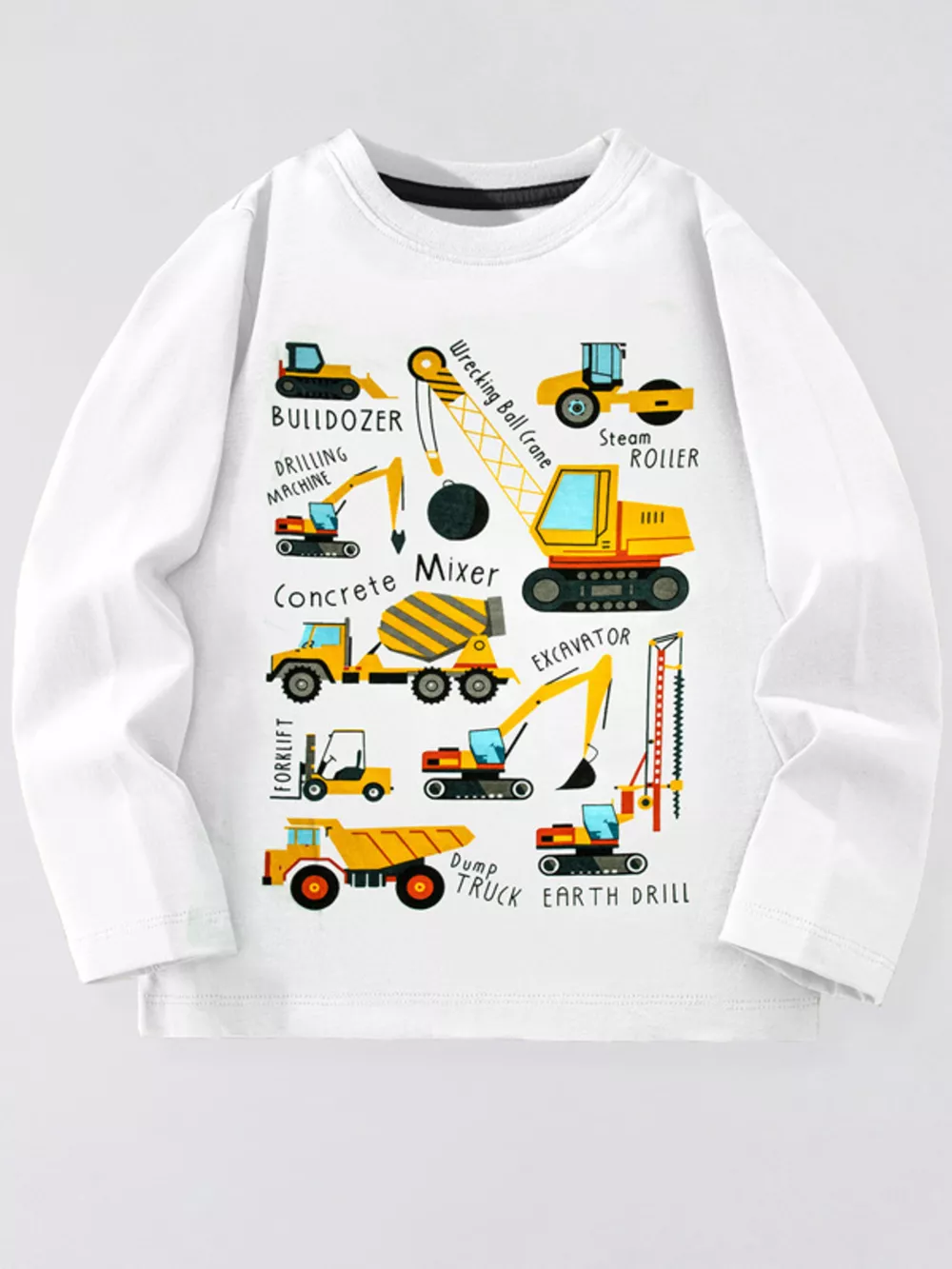 Children's Construction Vehicle Long Sleeve T-Shirt, image 2