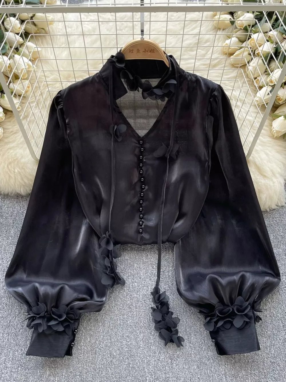 Sheer Floral Embellished Shirt, image 13
